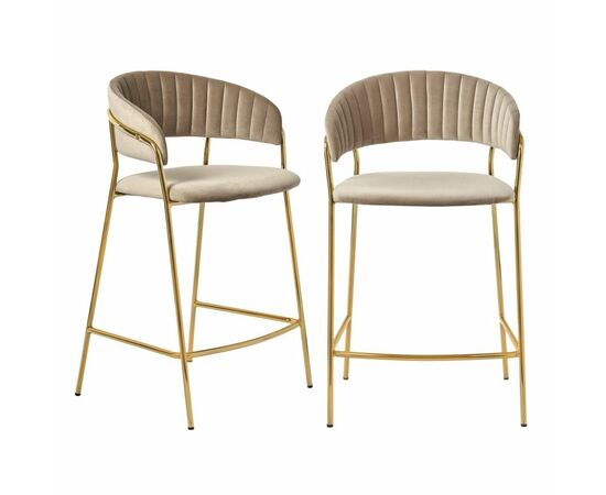 Комплект из 2-х стульев полубарных Turin латте с золотыми ножками | Интернет магазин мебели и декора LifeDekor