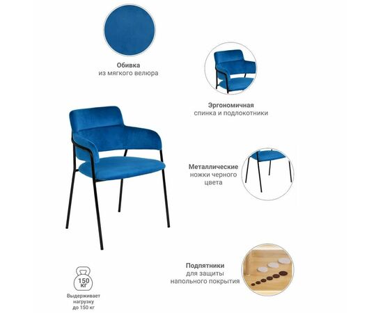 Стул Napoli синий с черными ножками, изображение 6 | Интернет магазин мебели и декора LifeDekor