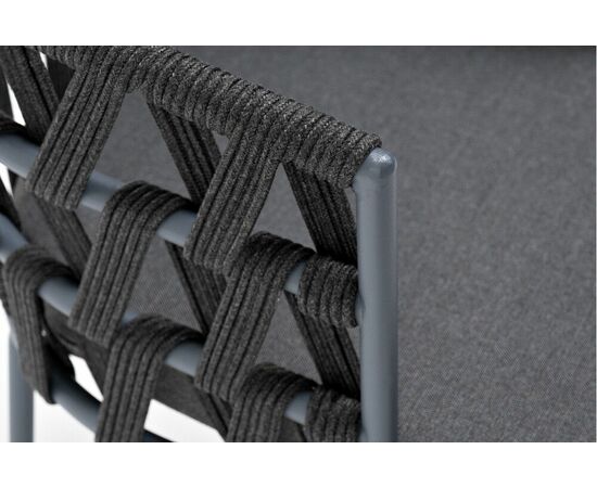 "Диего" стул плетеный из роупа, каркас из стали серый (RAL7022) муар, роуп темно-серый круглый, ткань темно-серая 027, изображение 4 | Интернет магазин мебели и декора LifeDekor