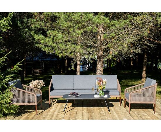 "Канны" лаунж-зона 5-местная плетеная из роупа (веревки), роуп коричневый, изображение 2 | Интернет магазин мебели и декора LifeDekor