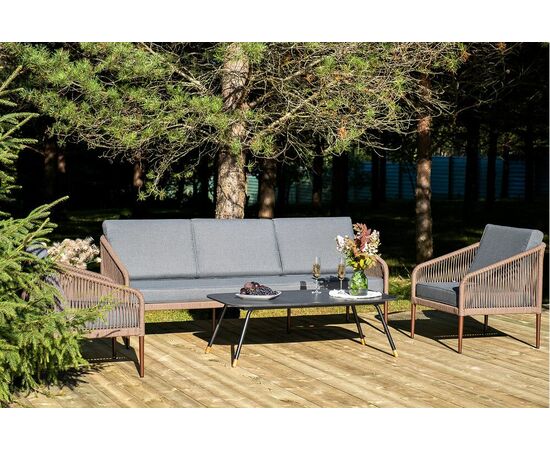 "Канны" лаунж-зона 5-местная плетеная из роупа (веревки), роуп коричневый, изображение 3 | Интернет магазин мебели и декора LifeDekor