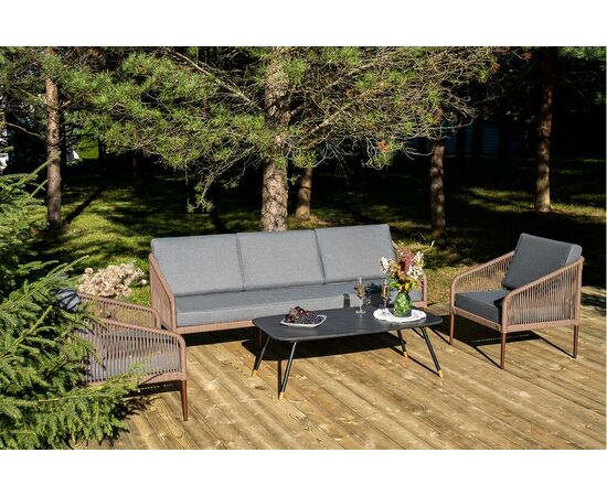 "Канны" лаунж-зона 5-местная плетеная из роупа (веревки), роуп коричневый, изображение 4 | Интернет магазин мебели и декора LifeDekor