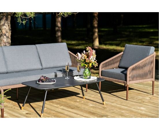 "Канны" лаунж-зона 5-местная плетеная из роупа (веревки), роуп коричневый, изображение 5 | Интернет магазин мебели и декора LifeDekor