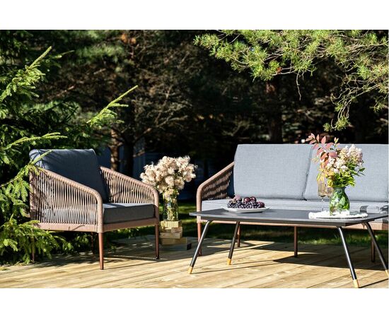 "Канны" лаунж-зона 5-местная плетеная из роупа (веревки), роуп коричневый, изображение 6 | Интернет магазин мебели и декора LifeDekor