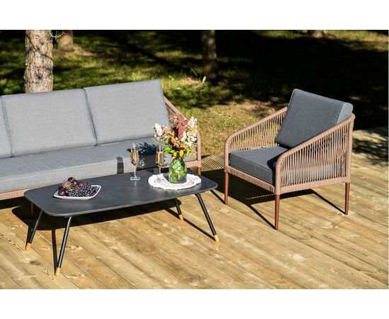 "Канны" лаунж-зона 5-местная плетеная из роупа (веревки), роуп коричневый, изображение 7 | Интернет магазин мебели и декора LifeDekor