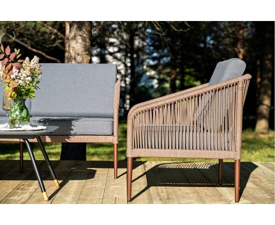 "Канны" лаунж-зона 5-местная плетеная из роупа (веревки), роуп коричневый, изображение 8 | Интернет магазин мебели и декора LifeDekor