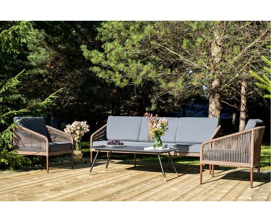 "Канны" лаунж-зона 5-местная плетеная из роупа (веревки), роуп коричневый, изображение 16 | Интернет магазин мебели и декора LifeDekor