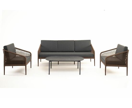 "Канны" лаунж-зона 5-местная плетеная из роупа (веревки), роуп коричневый, изображение 17 | Интернет магазин мебели и декора LifeDekor