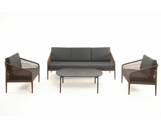 "Канны" лаунж-зона 5-местная плетеная из роупа (веревки), роуп коричневый, изображение 18 | Интернет магазин мебели и декора LifeDekor