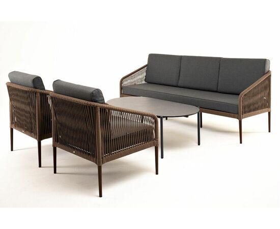 "Канны" лаунж-зона 5-местная плетеная из роупа (веревки), роуп коричневый, изображение 19 | Интернет магазин мебели и декора LifeDekor