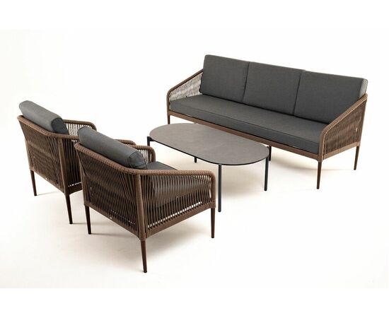 "Канны" лаунж-зона 5-местная плетеная из роупа (веревки), роуп коричневый, изображение 20 | Интернет магазин мебели и декора LifeDekor