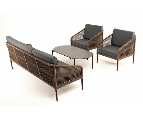 "Канны" лаунж-зона 5-местная плетеная из роупа (веревки), роуп коричневый, изображение 21 | Интернет магазин мебели и декора LifeDekor