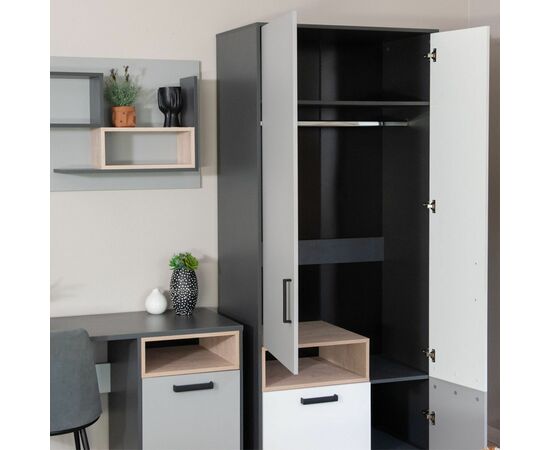 Кровать «Квадро» 90 с основанием под матрас, Антрацит/Белый/Шиншилла, изображение 11 | Интернет магазин мебели и декора LifeDekor