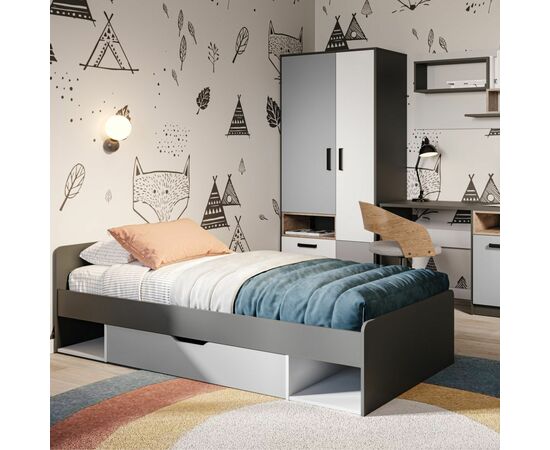 Шкаф-пенал «Квадро» 50 1д1ящ, Антрацит/Дуб эндгрейн/Шиншилла/Белый, изображение 4 | Интернет магазин мебели и декора LifeDekor