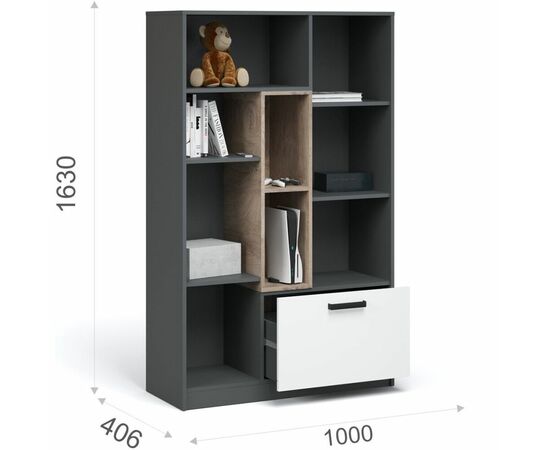 Комод «Квадро» 100 высокий Антрацит/Дуб эндгрейн/Шиншилла/Белый, изображение 3 | Интернет магазин мебели и декора LifeDekor