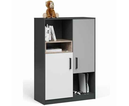 Комод «Квадро» 90, Антрацит/Дуб эндгрейн/Шиншилла/Белый, изображение 2 | Интернет магазин мебели и декора LifeDekor