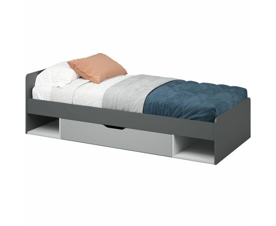 Кровать «Квадро» 90 с основанием под матрас, Антрацит/Белый/Шиншилла, изображение 2 | Интернет магазин мебели и декора LifeDekor