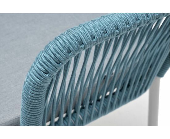 "Лион" стул плетеный из роупа, каркас из стали светло-серый (RAL7035) муар, роуп бирюзовый круглый, ткань светло-серая, изображение 4 | Интернет магазин мебели и декора LifeDekor