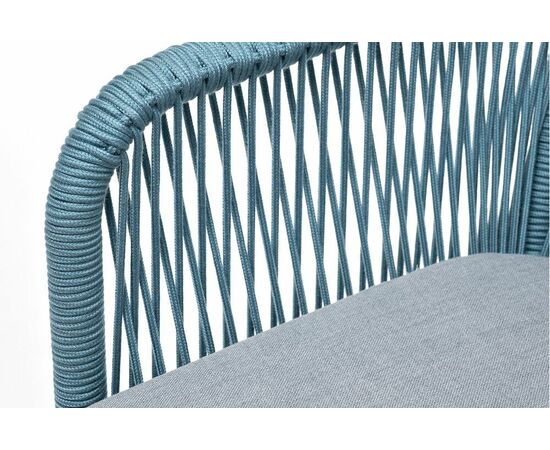 "Лион" стул плетеный из роупа, каркас из стали светло-серый (RAL7035) муар, роуп бирюзовый круглый, ткань светло-серая, изображение 5 | Интернет магазин мебели и декора LifeDekor