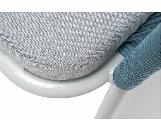 "Лион" стул плетеный из роупа, каркас из стали светло-серый (RAL7035) муар, роуп бирюзовый круглый, ткань светло-серая, изображение 6 | Интернет магазин мебели и декора LifeDekor