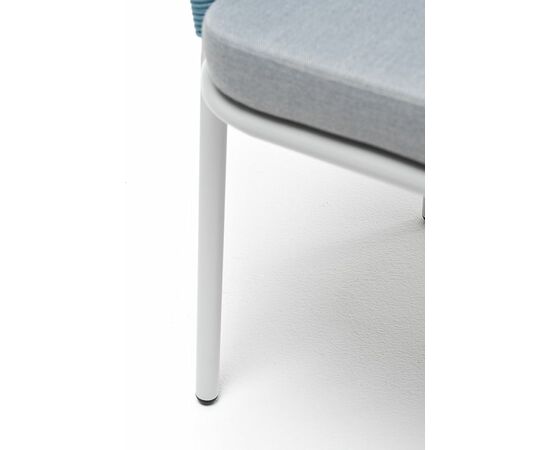 "Лион" стул плетеный из роупа, каркас из стали светло-серый (RAL7035) муар, роуп бирюзовый круглый, ткань светло-серая, изображение 7 | Интернет магазин мебели и декора LifeDekor