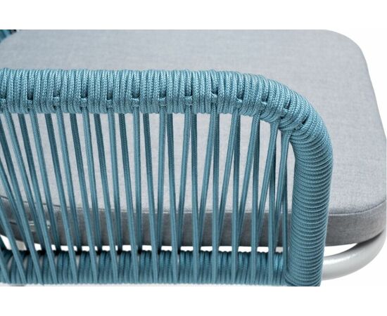 "Лион" стул плетеный из роупа, каркас из стали светло-серый (RAL7035) муар, роуп бирюзовый круглый, ткань светло-серая, изображение 8 | Интернет магазин мебели и декора LifeDekor