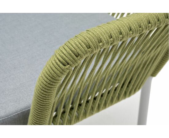 "Лион" стул плетеный из роупа, каркас из стали светло-серый (RAL7035) муар, роуп салатовый меланж круглый, ткань светло-серая, изображение 4 | Интернет магазин мебели и декора LifeDekor