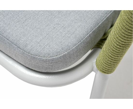 "Лион" стул плетеный из роупа, каркас из стали светло-серый (RAL7035) муар, роуп салатовый меланж круглый, ткань светло-серая, изображение 5 | Интернет магазин мебели и декора LifeDekor