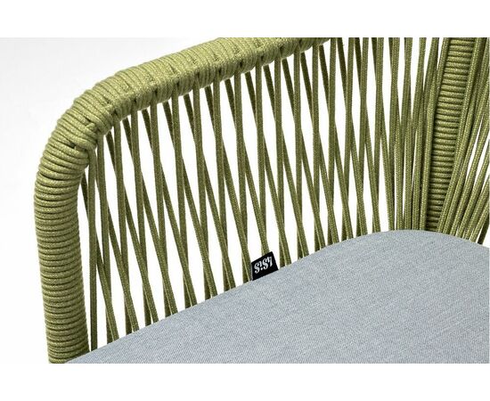 "Лион" стул плетеный из роупа, каркас из стали светло-серый (RAL7035) муар, роуп салатовый меланж круглый, ткань светло-серая, изображение 6 | Интернет магазин мебели и декора LifeDekor