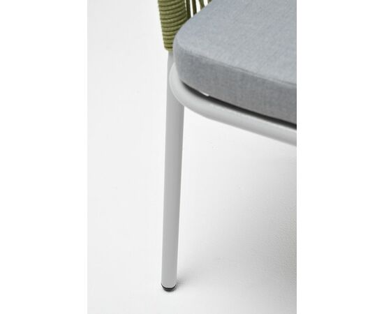 "Лион" стул плетеный из роупа, каркас из стали светло-серый (RAL7035) муар, роуп салатовый меланж круглый, ткань светло-серая, изображение 7 | Интернет магазин мебели и декора LifeDekor