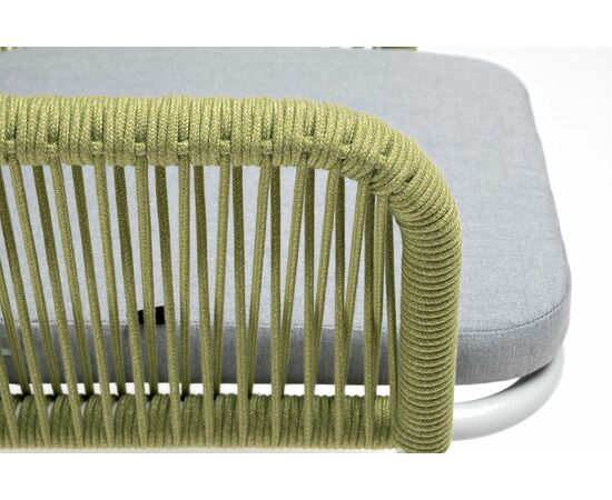 "Лион" стул плетеный из роупа, каркас из стали светло-серый (RAL7035) муар, роуп салатовый меланж круглый, ткань светло-серая, изображение 8 | Интернет магазин мебели и декора LifeDekor