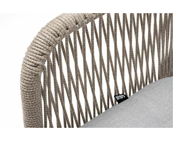 "Лион" стул плетеный из роупа, каркас из стали светло-серый (RAL7035) муар, роуп серый меланж круглый, ткань светло-серая, изображение 5 | Интернет магазин мебели и декора LifeDekor