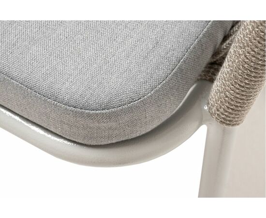 "Лион" стул плетеный из роупа, каркас из стали светло-серый (RAL7035) муар, роуп серый меланж круглый, ткань светло-серая, изображение 6 | Интернет магазин мебели и декора LifeDekor