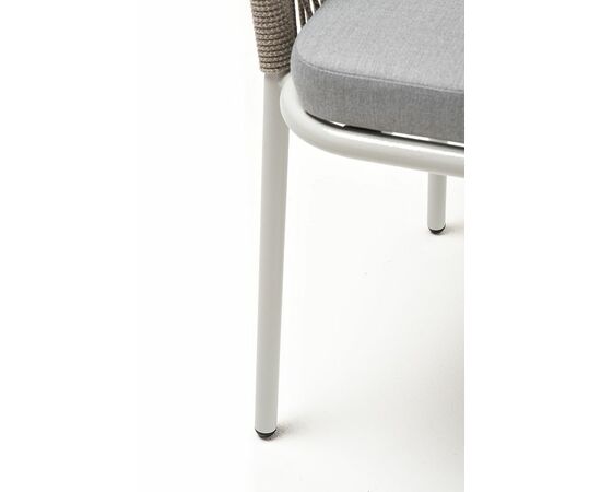 "Лион" стул плетеный из роупа, каркас из стали светло-серый (RAL7035) муар, роуп серый меланж круглый, ткань светло-серая, изображение 7 | Интернет магазин мебели и декора LifeDekor