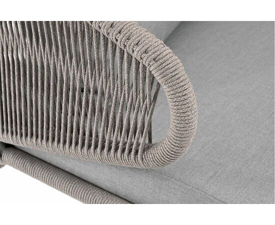 "Милан" диван 2-местный плетеный из роупа, каркас алюминий светло-серый (RAL7035) муар, роуп серый меланж круглый, ткань светло-серая, изображение 4 | Интернет магазин мебели и декора LifeDekor