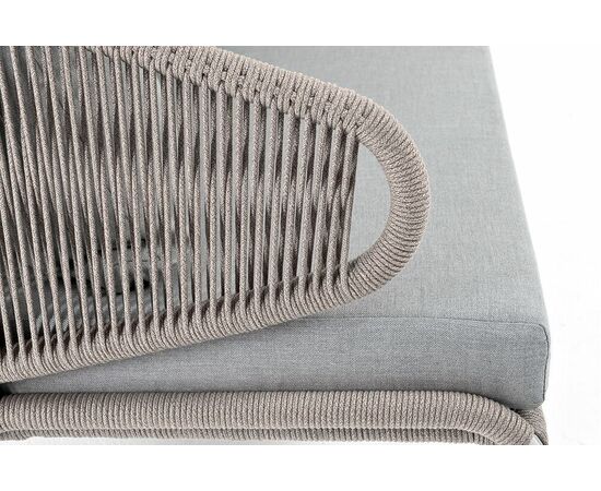 "Милан" диван 2-местный плетеный из роупа, каркас алюминий светло-серый (RAL7035) муар, роуп серый меланж круглый, ткань светло-серая, изображение 5 | Интернет магазин мебели и декора LifeDekor