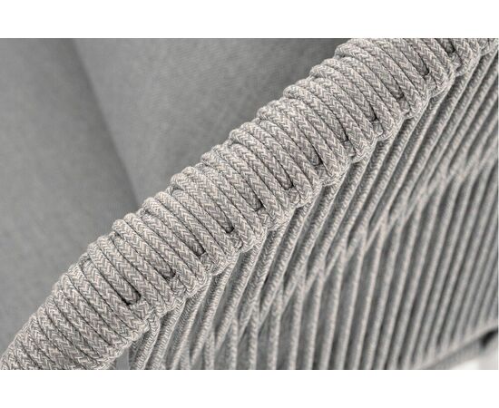 "Милан" диван 2-местный плетеный из роупа, каркас алюминий светло-серый (RAL7035) муар, роуп серый меланж круглый, ткань светло-серая, изображение 6 | Интернет магазин мебели и декора LifeDekor