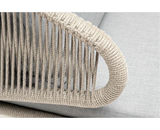 "Милан" кресло плетеное из роупа, каркас алюминий светло-серый (RAL7035) муар, роуп серый меланж круглый, ткань светло-серая, изображение 5 | Интернет магазин мебели и декора LifeDekor