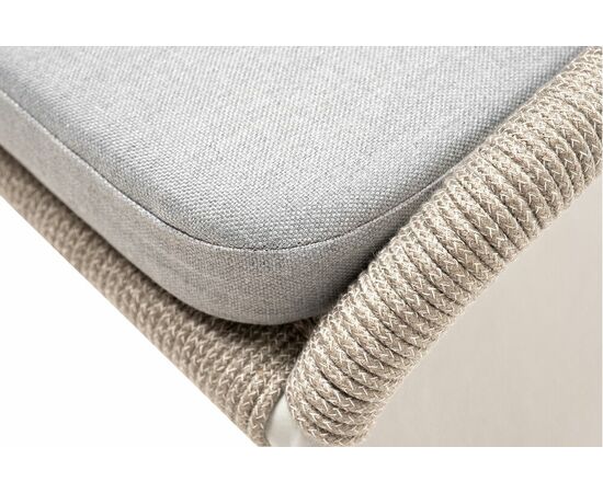 "Милан" стул плетеный из роупа, каркас алюминий светло-серый (RAL7035) муар, роуп серый меланж круглый, ткань светло-серая, изображение 4 | Интернет магазин мебели и декора LifeDekor