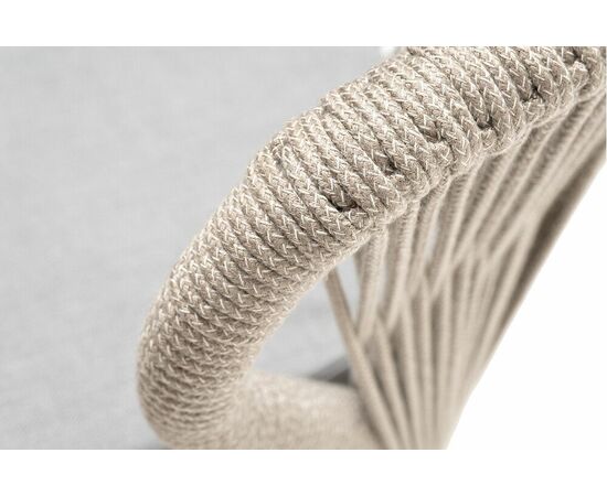 "Милан" стул плетеный из роупа, каркас алюминий светло-серый (RAL7035) муар, роуп серый меланж круглый, ткань светло-серая, изображение 5 | Интернет магазин мебели и декора LifeDekor