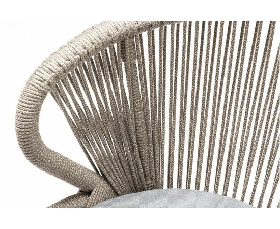 "Милан" стул плетеный из роупа, каркас алюминий светло-серый (RAL7035) муар, роуп серый меланж круглый, ткань светло-серая, изображение 6 | Интернет магазин мебели и декора LifeDekor