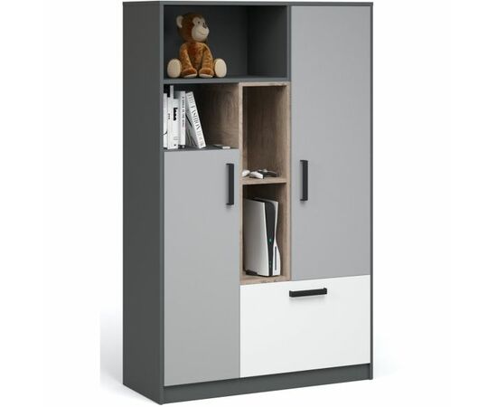 Комод «Квадро» 100 высокий Антрацит/Дуб эндгрейн/Шиншилла/Белый | Интернет магазин мебели и декора LifeDekor