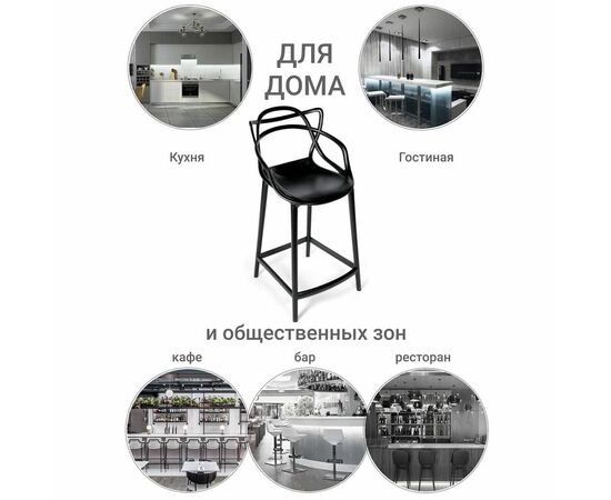 Стул полубарный Masters чёрный, изображение 13 | Интернет магазин мебели и декора LifeDekor