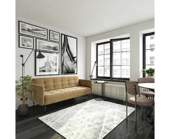 Monaco диван-кровать прямой с подлокотниками, трехместный, бархат бежевый 5, изображение 4 | Интернет магазин мебели и декора LifeDekor