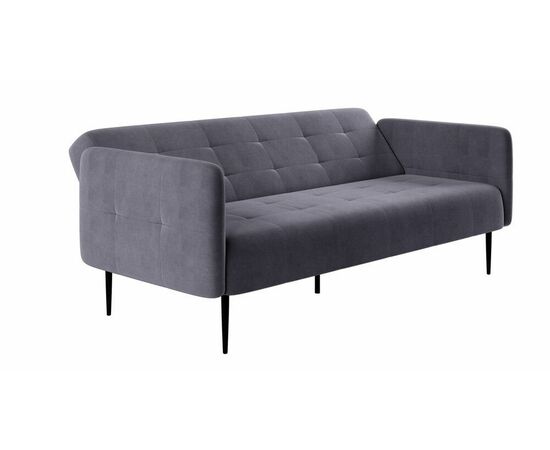 Monaco диван-кровать прямой с подлокотниками, трехместный, бархат серый 27, изображение 2 | Интернет магазин мебели и декора LifeDekor