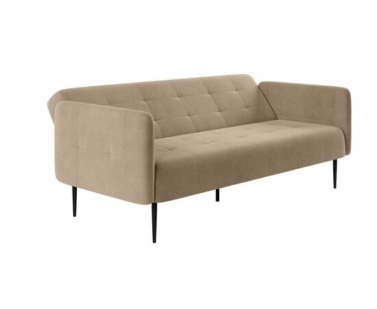 Monaco диван-кровать прямой с подлокотниками, трехместный, бархат бежевый 5, изображение 2 | Интернет магазин мебели и декора LifeDekor