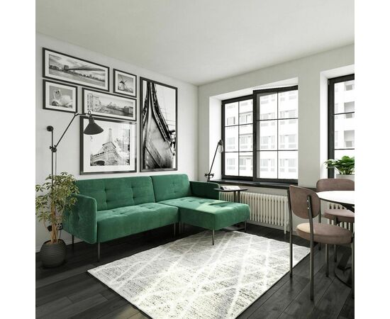 Monaco диван-кровать с шезлонгом, с подлокотниками, бархат зеленый 19, изображение 4 | Интернет магазин мебели и декора LifeDekor