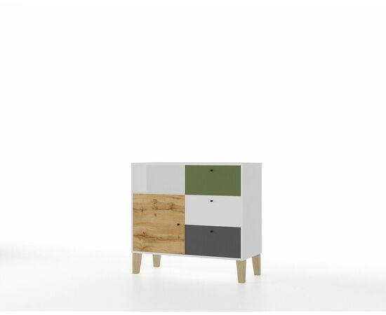 Комод 3 ящика с дверью STORY, белый шёлк | Интернет магазин мебели и декора LifeDekor