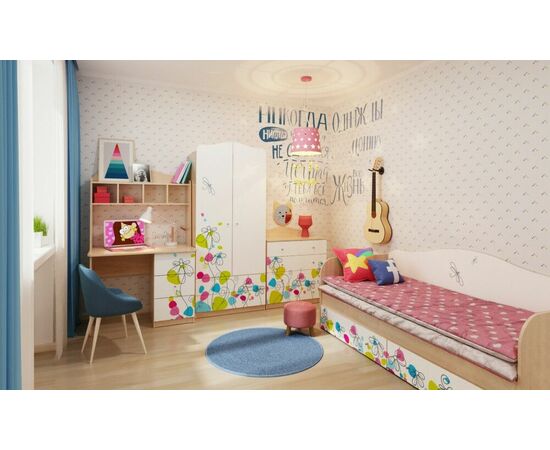 Кровать "Цветы"  Белый шёлк, изображение 2 | Интернет магазин мебели и декора LifeDekor