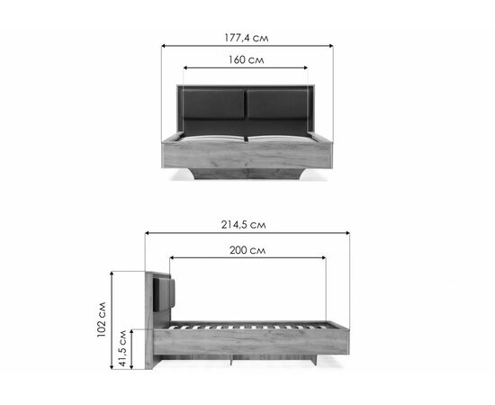 Кровать Клауд 160х200 парящая дуб крафт золотой / антрацит, изображение 2 | Интернет магазин мебели и декора LifeDekor